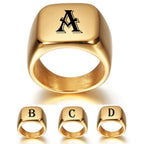 Bague carrée pour homme avec initiale - lettre