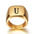 Bague carrée pour homme avec initiale - lettre
