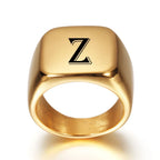 Bague carrée pour homme avec initiale - lettre
