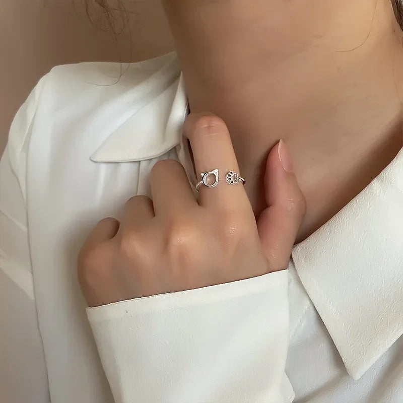 Anillo Gato con Patas de plata