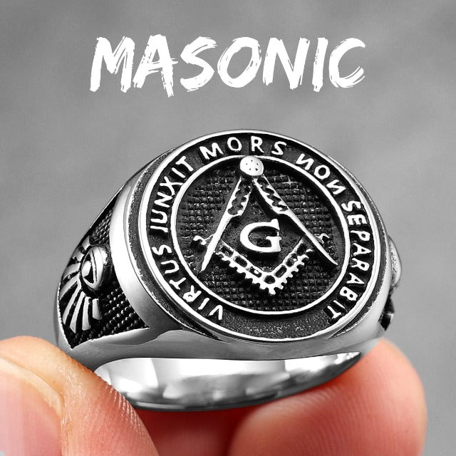 Anillo de Sello Francmasonería para Hombre Plata