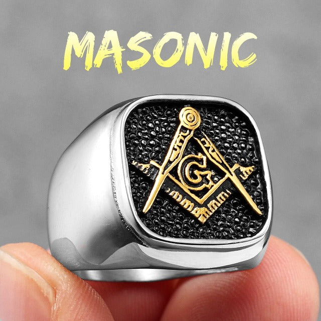Anillo de Sello Francmasonería para Hombre plata oro
