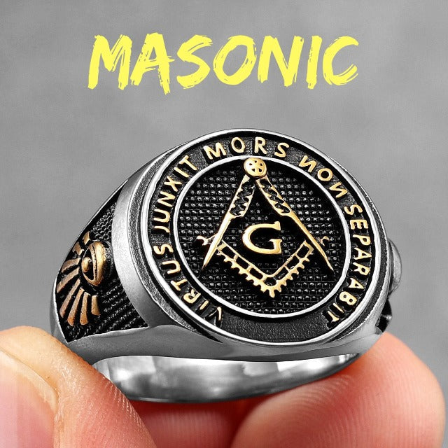 Anillo de Sello Francmasonería para Hombre plata oro