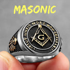 Anillo de Sello Francmasonería para Hombre plata oro
