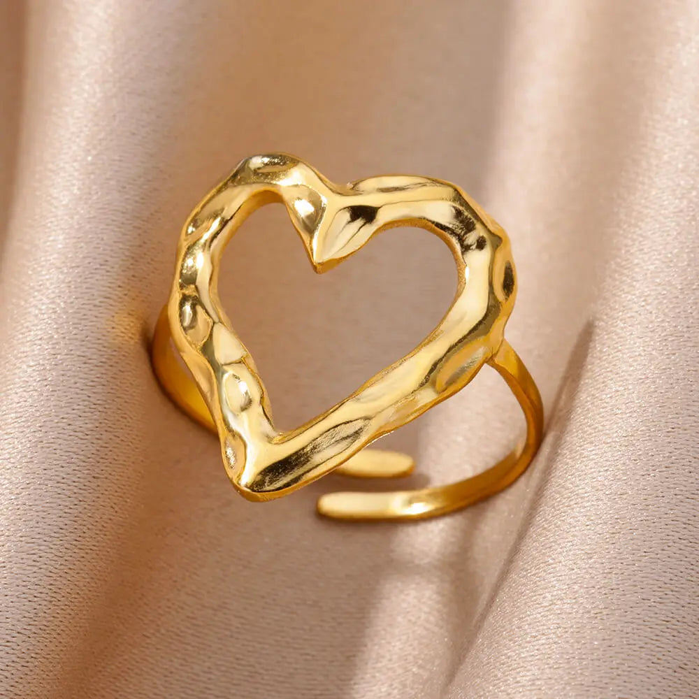 Anillo de Corazón Ajustable para Mujer en Oro