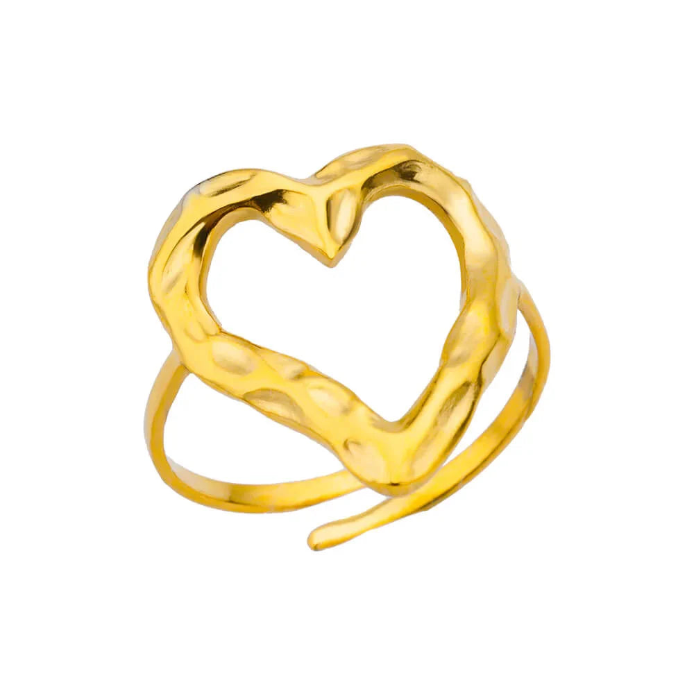 Anillo de Corazón Ajustable para Mujer en Oro
