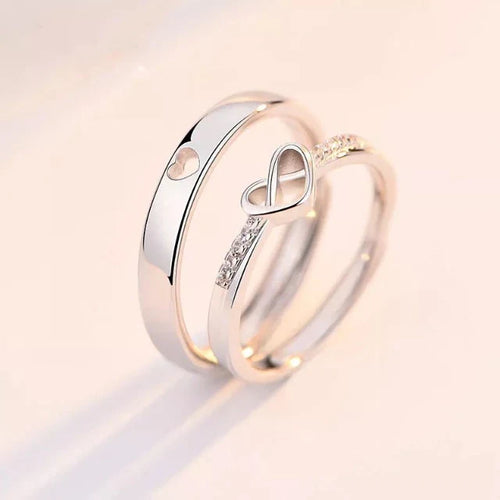 Anillo Corazón de Plata y Diamantes (Juego de 2)
