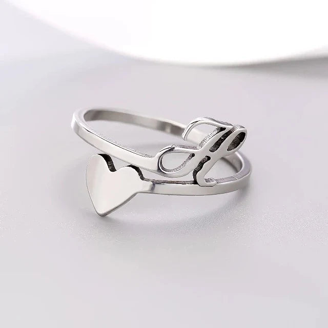 Anillo Corazón Inicial Plata H