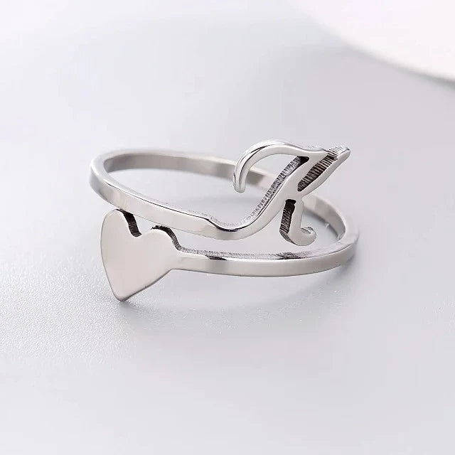 Anillo Corazón Inicial Plata K