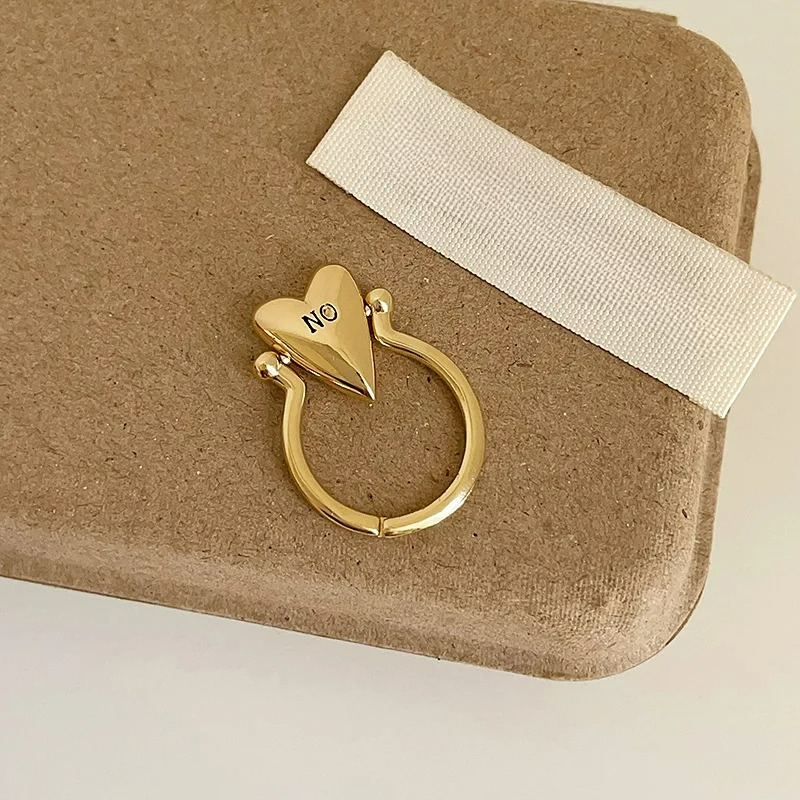 Anillo Corazón "Yes" y "No" para Pareja de Enamorados oro 