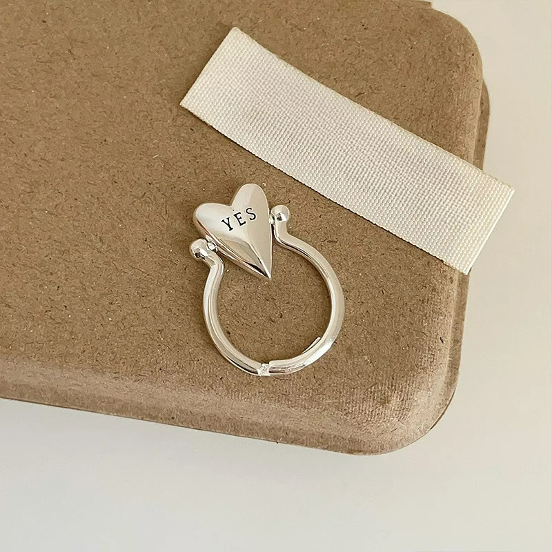 Anillo Corazón "Yes" y "No" para Pareja de Enamorados plata