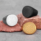 Anillo Brújula Rosa de los Vientos Negro