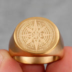Anillo Brújula Rosa de los Vientos Oro