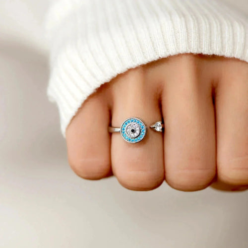 Anillo Contra la Ansiedad Ojo Azul Griego Turco Matiasma Mataki