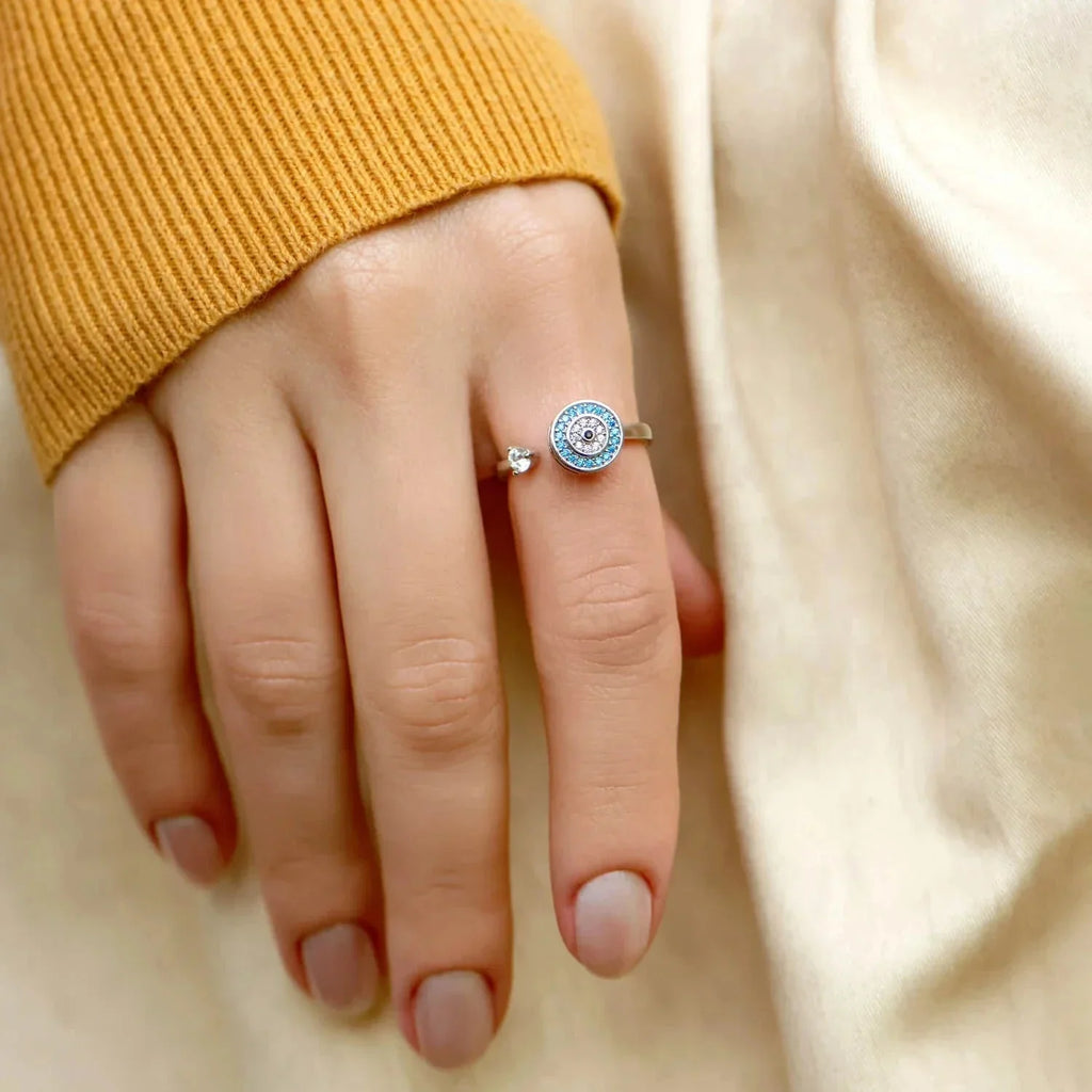 Anillo Contra la Ansiedad Ojo Azul Griego Turco Matiasma Mataki