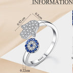 Anillo Contra el Mal de Ojo Azul Griego Turco Matiasma Mataki Plata