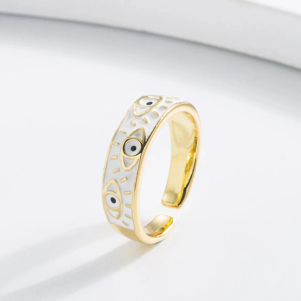 Anillo contra el Mal de Ojo Azul Turco Anillo blanco
