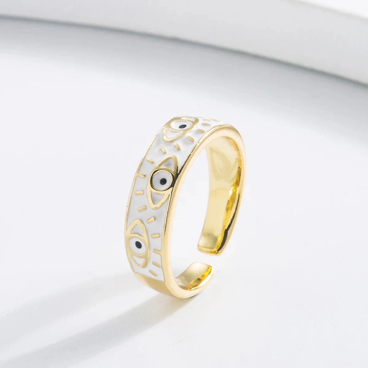 Anillo contra el Mal de Ojo Azul Turco Anillo blanco