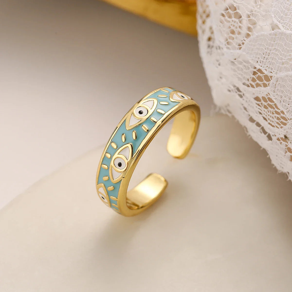 Anillo contra el Mal de Ojo Azul Turco Anillo Turquesa