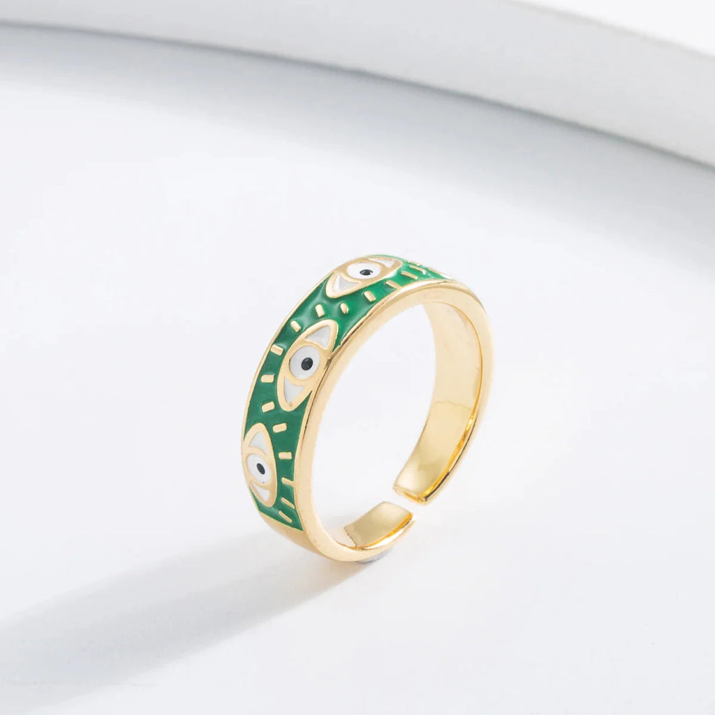 Anillo contra el Mal de Ojo Azul Turco Anillo verde