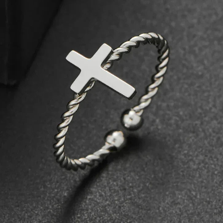 Anillo Cruz Anillo Entretejido plata