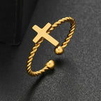 Anillo Cruz Anillo Entretejido oro