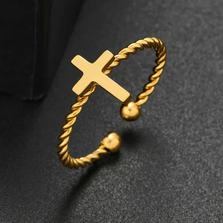 Anillo Cruz Anillo Entretejido oro