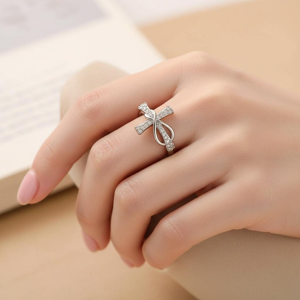 Anillo Cruz Cristiana Circonita Mujer