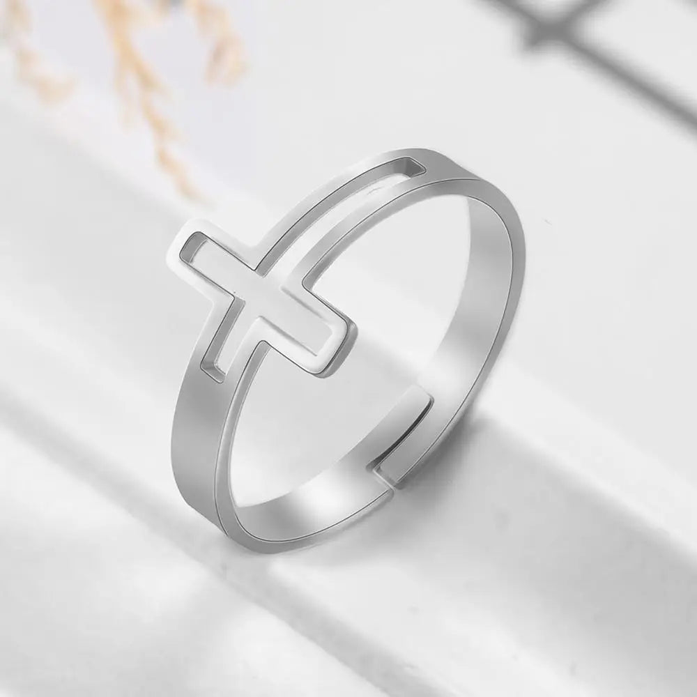 Anillo Cruz Discreta plata