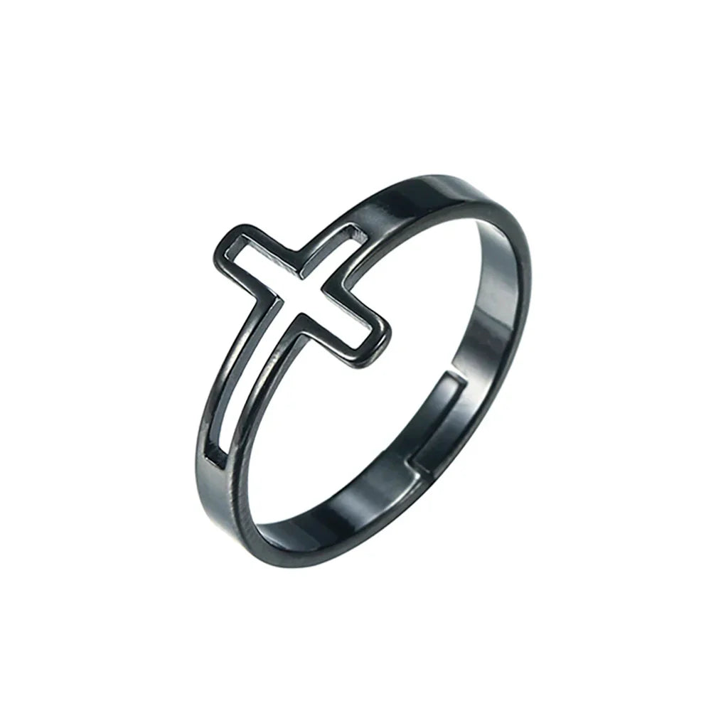 Anillo Cruz Discreta negro