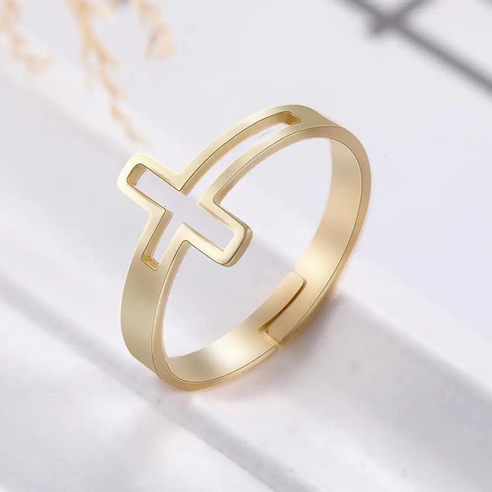 Anillo Cruz Discreta oro