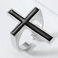 Anillo Cruz Gótica Negra Hombre Cristiano