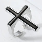 Anillo Cruz Gótica Negra Hombre Cristiano