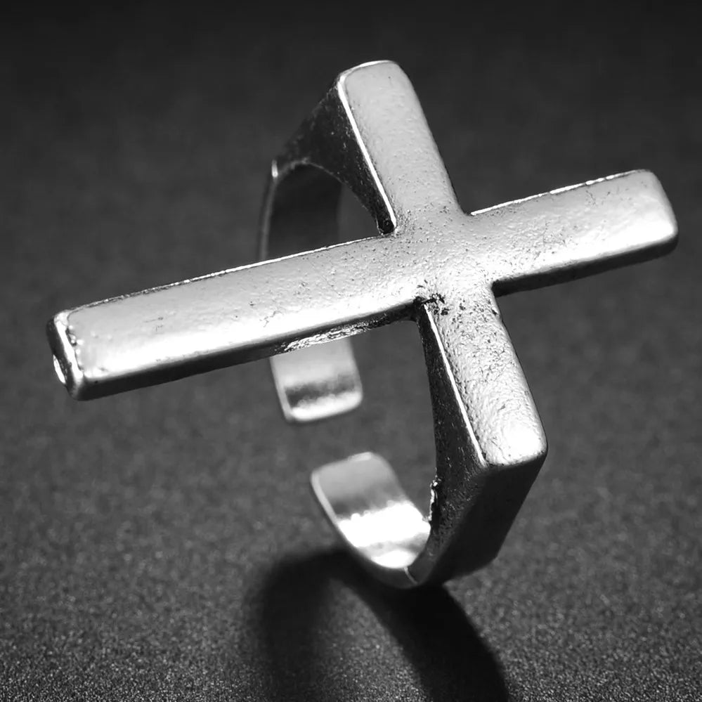 Anillo Cruz Hombre Sello plata