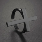 Anillo Cruz Hombre Sello negro