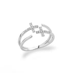 Anillo Cruz de Circonita Cristiana para Mujer plata