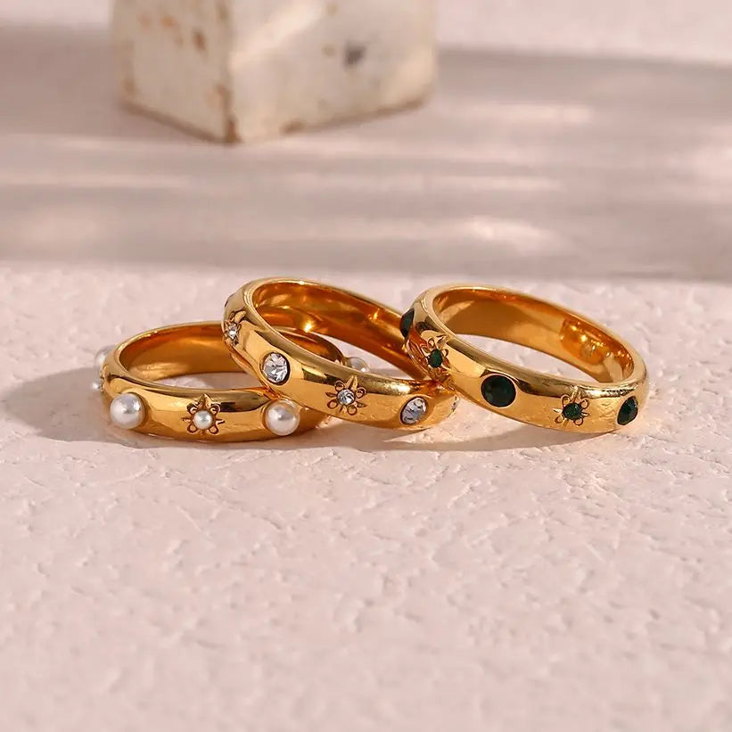 Anillo de Estilo con Perlas y Circonio 1