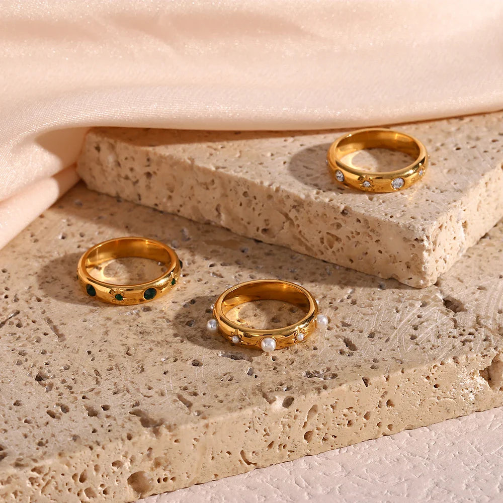 Anillo de Estilo con Perlas y Circonio 3