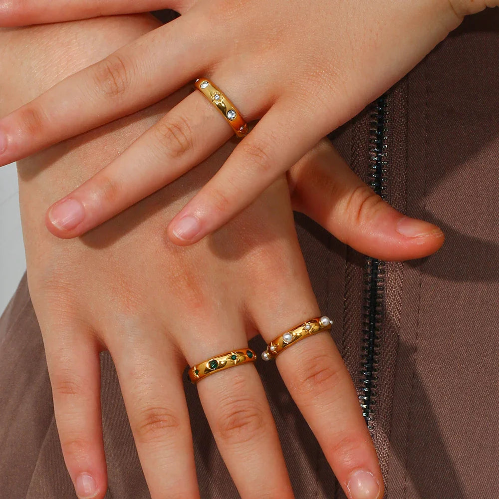 Anillo de Estilo con Perlas y Circonio 2