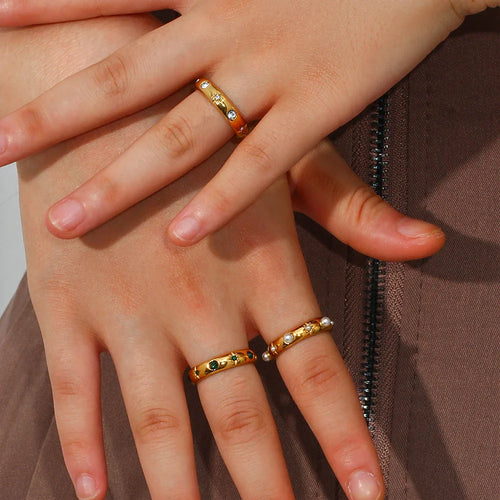Anillo de Estilo con Perlas y Circonio 2