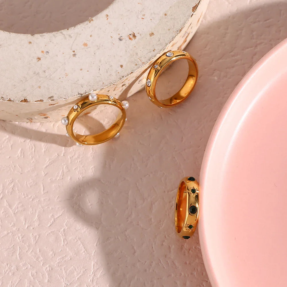 Anillo de Estilo con Perlas y Circonio 2