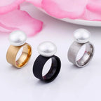 Anillo de Estilo Retro con Perla Blanca plata