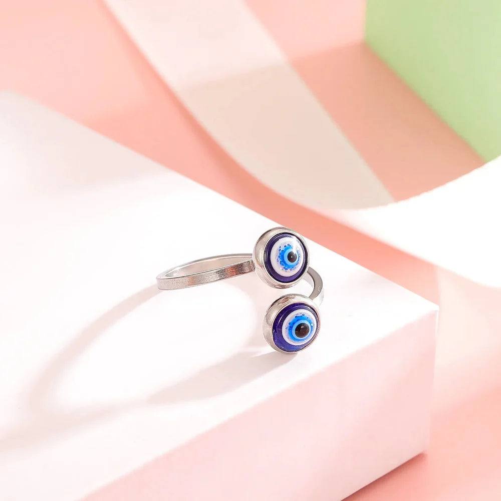 Anillo Elegante Turco Contra el Mal de Ojo plata
