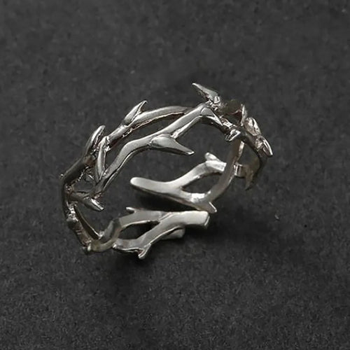 Anillo en Ramas de Coral Plateado