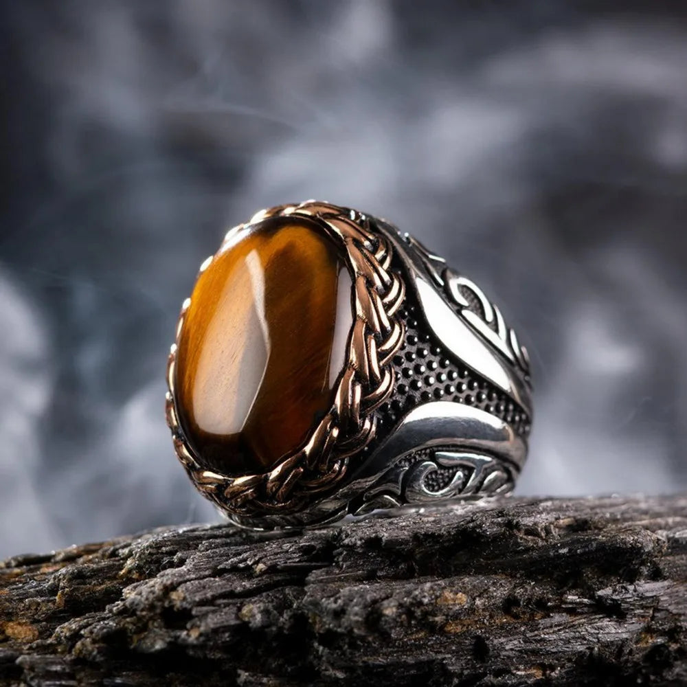 Anillo de Piedra Ojo de Tigre para Hombre o Mujer