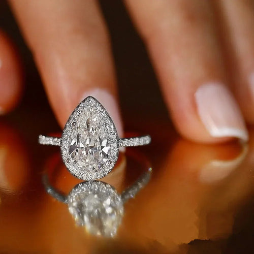 Anillo de Zirconia Gota de Agua plata