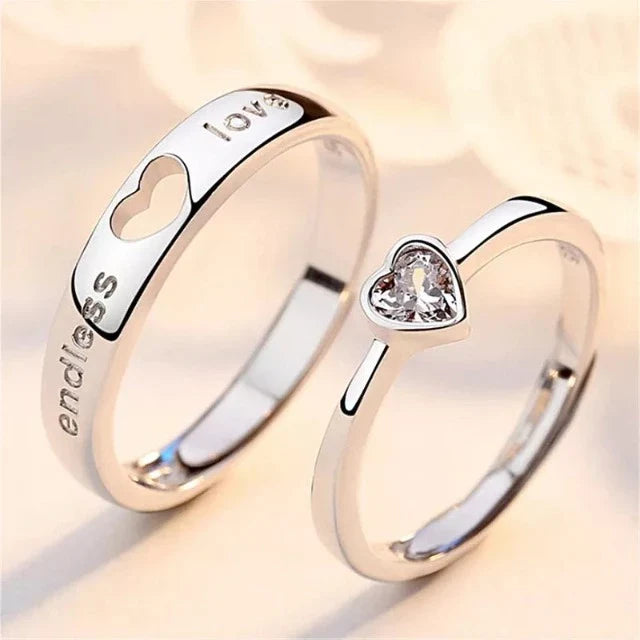 Anillo Endless Love de Plata y Diamantes (Juego de 2)