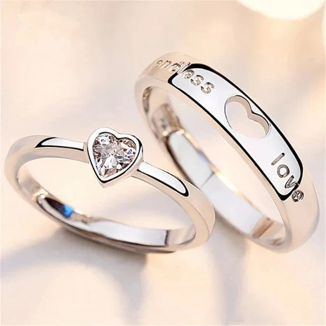 Anillo Endless Love de Plata y Diamantes (Juego de 2)