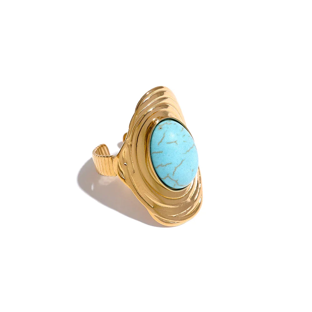 Anillo Étnico con Piedra Natural turquesa