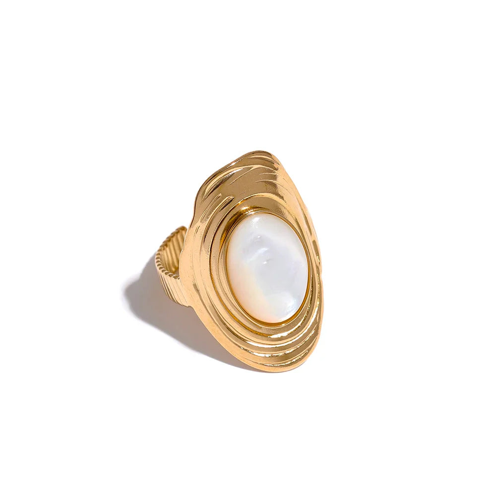 Anillo Étnico con Piedra Natural concha